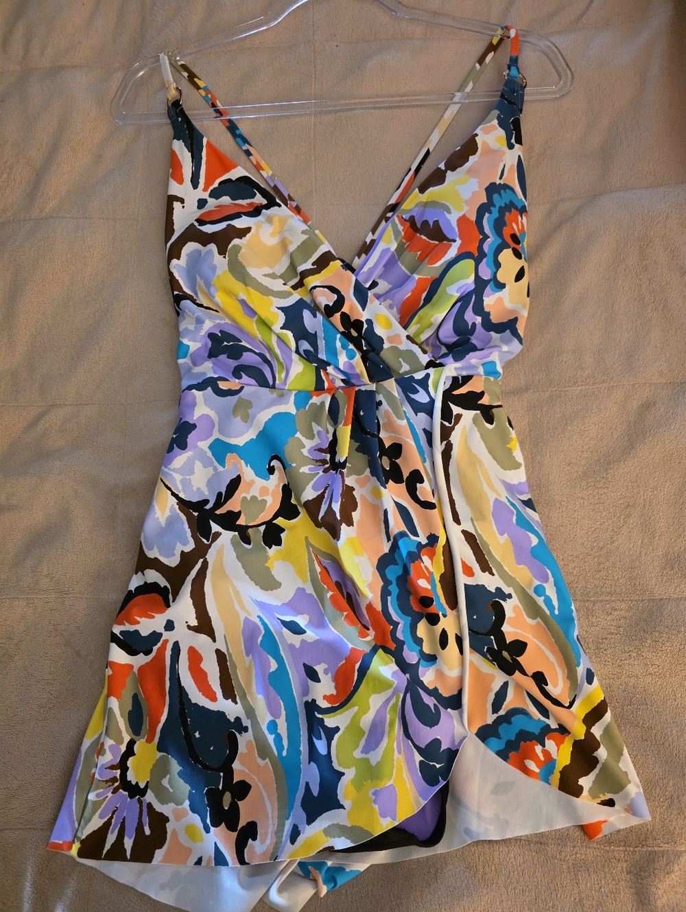 EUC Anne Cole One-piece Skirted Swimsuit - Stunning Multi-color Print - Size 16